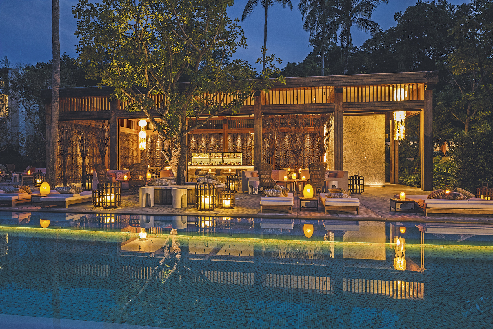 Rosewood Phuket evening poolside resort view